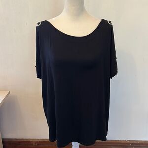 Cable & Gauge black short sleeve top with shoulder cutouts Size XL New